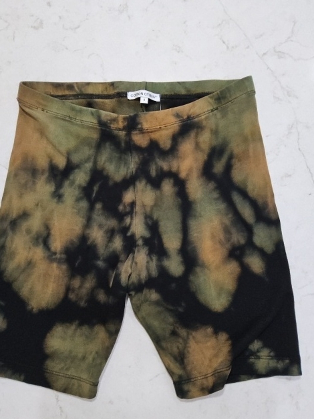 Cotton Citizen Olive, Black & Brown Tie-Dye Bike Shorts